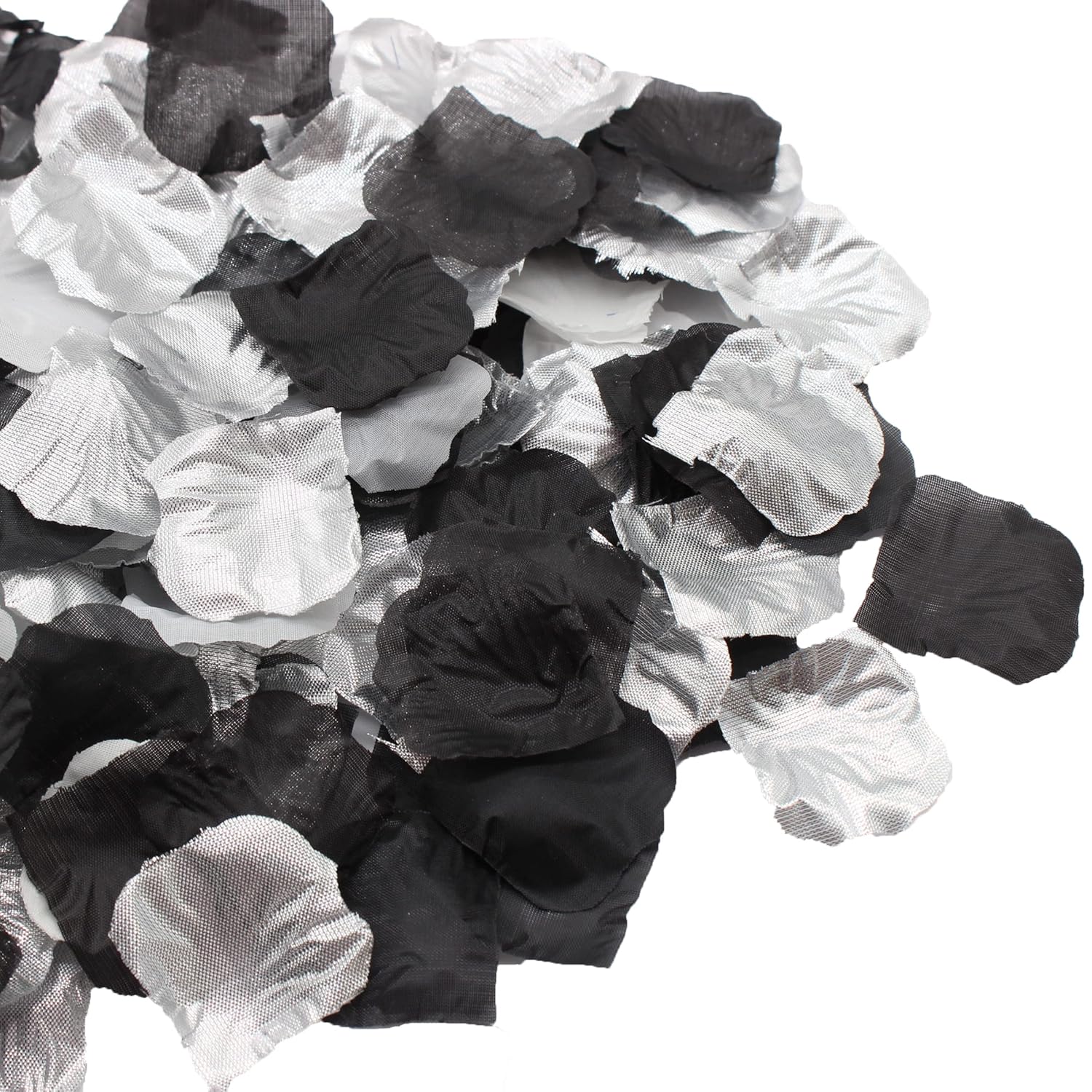 900Pcs Silver Black White Artificial Flowers Silk Rose Petals Flower Girl Scatter Petals For Wedding Aisle Centerpieces Table Confetti Party Favors Home Decoration