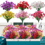 24 Bundles Artificial Flowers For Outdoor,No Fade Fake Plastic Flowers Faux Plants For Decoration Hanging Planters Indoor Outside Garden Porch Window Box Home Wedding Farmhouse
