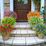 24 Bundles Artificial Flowers For Outdoors, Fake Lavender Flowers Monkey Grass Faux Plastic Plants Shrubs Uv Resistant For Porch Garden Window Box Office Home Decorations, Mixed
