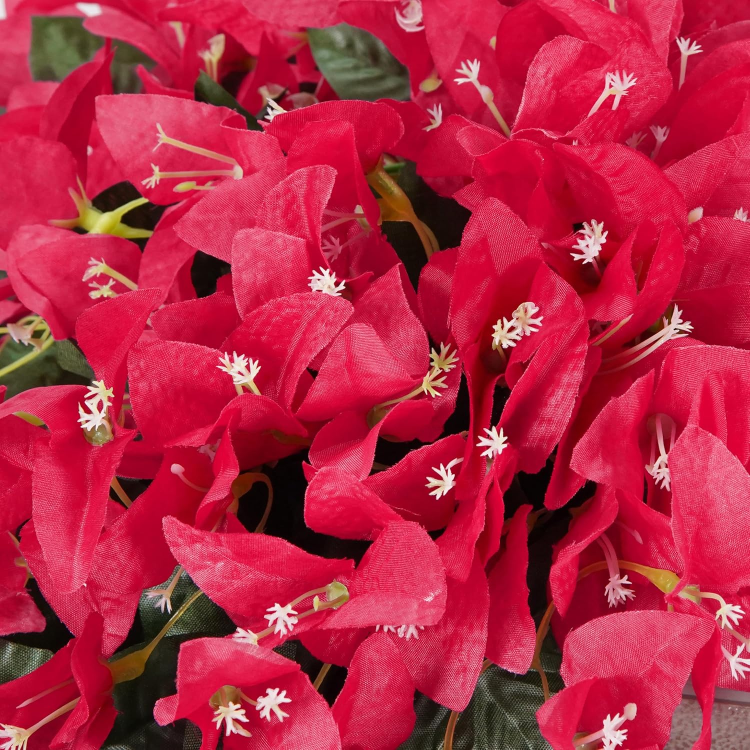 Bougainvillea Artificial Flowers Outdoor Decor – 2Pcs Faux Silk Vines, Uv Resistant Bougainvillea Hanging Garland For Front Porch, Balcony, Planter, Summer Decorations, Red