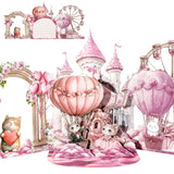Pink Couple Cats Pop Up Card - 3D Castle Cute Funny Valentine’S Day Card For Her, Romantic Lovely Cat Gift For Kids Girls Girlfriend Wife In Anniversary Birthday Wedding All Occasion