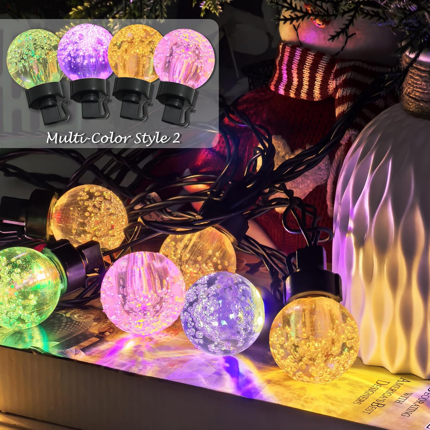 20 Led 41Ft Globe Ball String Lights, G40 Crystal Bubble Ball Fairy String Lights Plug In With 11 Modes, Timer & Memory