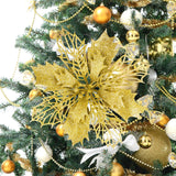 36 Pcs Christmas Glitter Poinsettia Flowers Artificial Flower Ornaments Fake Flower Christmas Tree Decorations Glitzy Poinsettia With Clips For Diy Xmas Wreaths Holiday Home Party Decor (Gold)