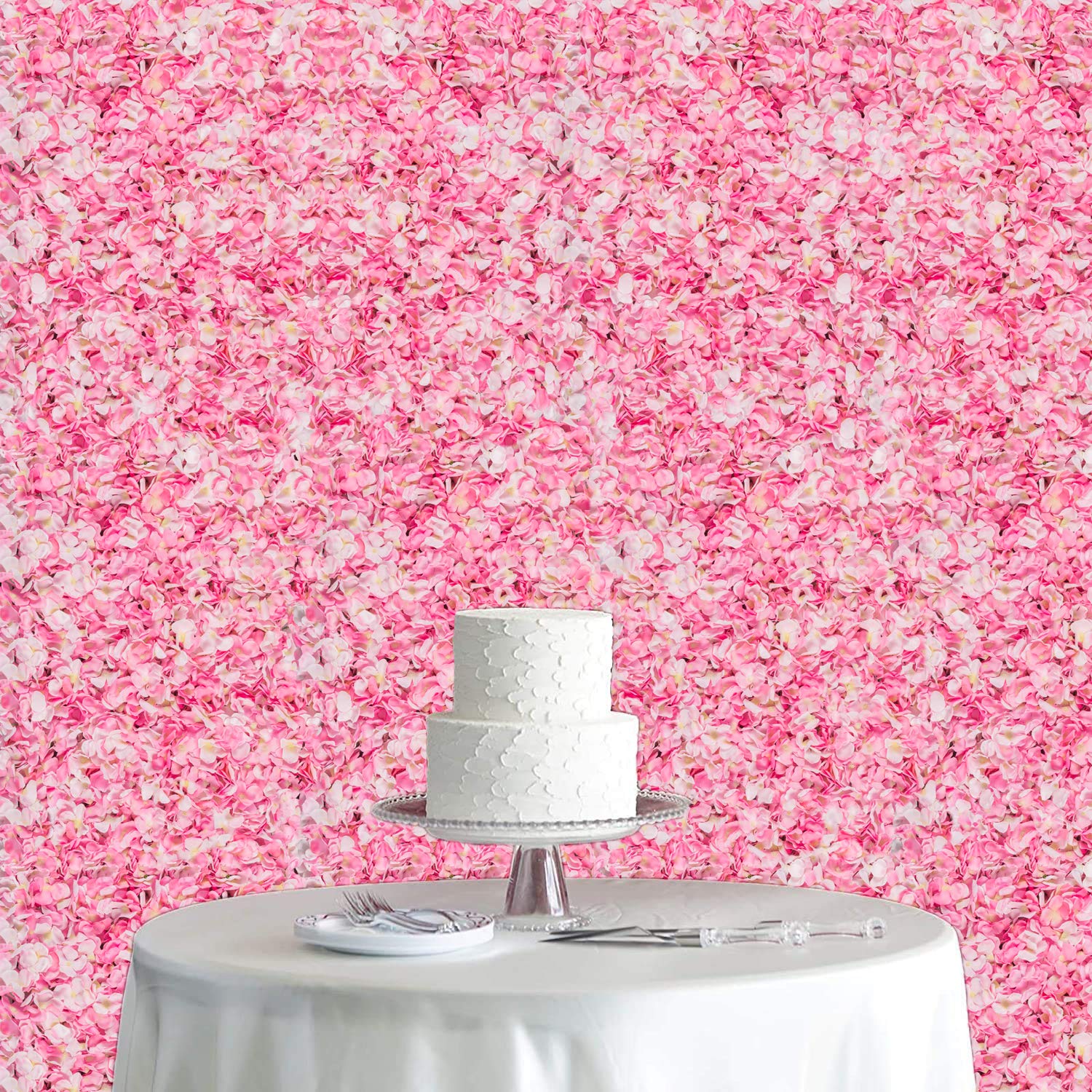 Flower Wall Panel Set, U'Artliens Artificial Wall Flower Backdrop 24X16 Inch 3D Silk Hydrangea Rose Floral Panel For Photo Background Home Party Wedding Backdrop Decoration (2Pcs, Pink)