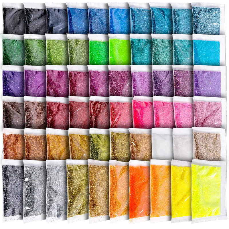 Fine Glitter, 300G 60 Colors Extra Fine Resin Glitter Packs, Arts Craft Glitte