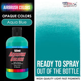 Opaque Aqua Blue Acrylic Special Effects Airbrush Paint - 8Oz Ready To Spray Air Brush Paint For Nails, Models, Fabric - Water-Based Air Brush Painting