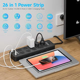 Heavy Duty Surge Protector Power Strip 20 Outlets USB Ports 6FT Extension Cord 15A