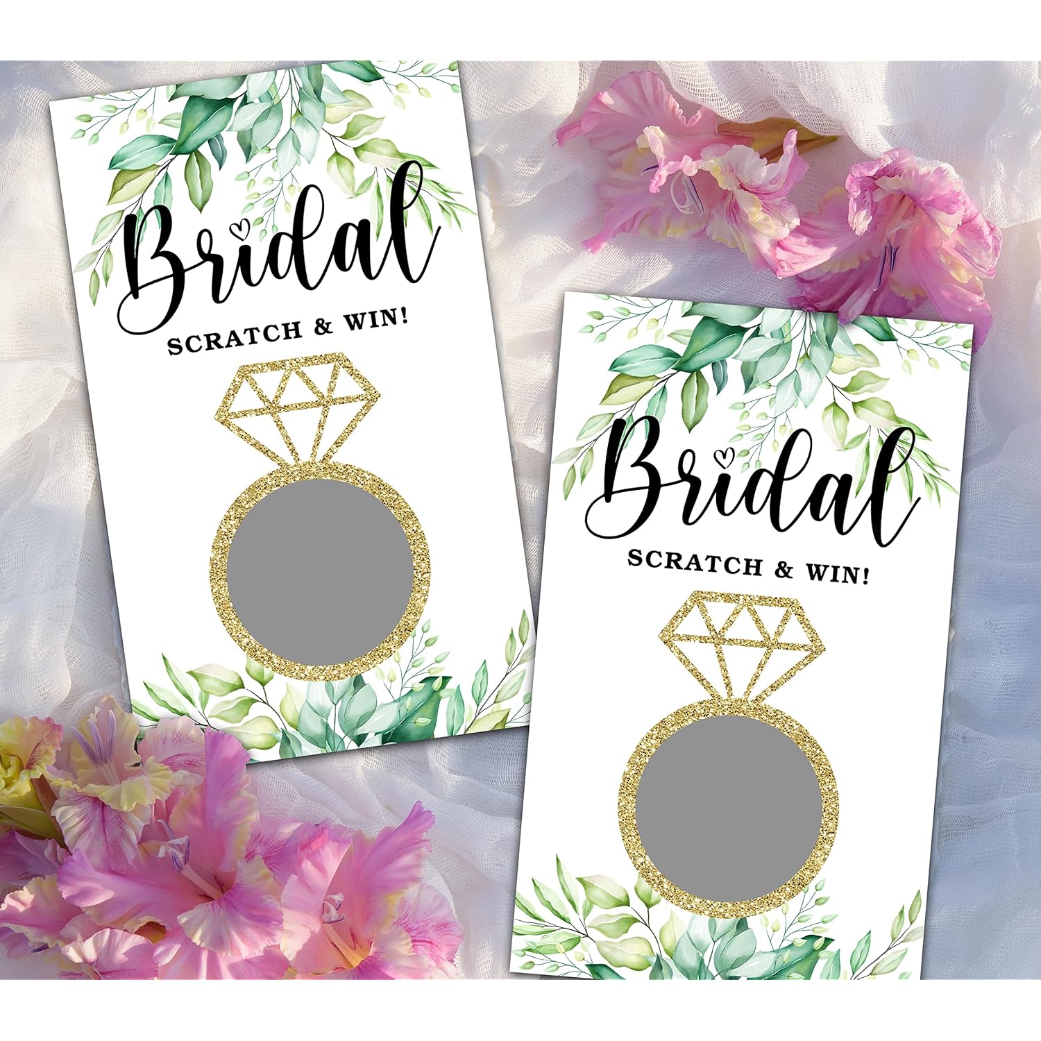Bridal Shower Scratch Off Games, Bridal Shower Decorations, Greenery Bridal Raffle Lottery Tickets Cards For Bridal Shower Bachelorette Party Wedding Engagement Party, Set Of 50 Cards (A11)