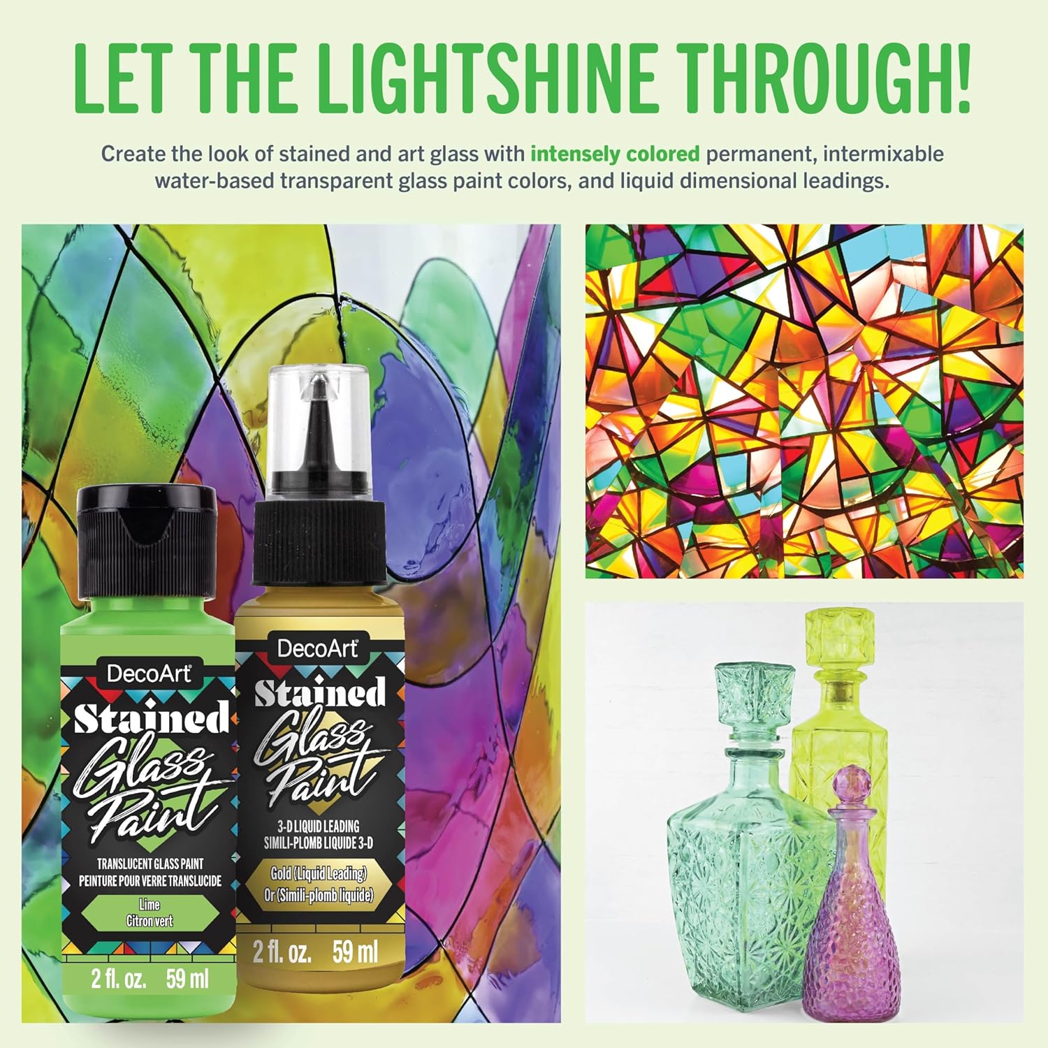 DecoArt Stained Glass Acrylic Paint Set – Warm Colors, Set of 6 (2 fl oz Bottles) – Transparent Glass Paints, Windows & Creative DIY Projects