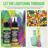 DecoArt Stained Glass Acrylic Paint Set – Warm Colors, Set of 6 (2 fl oz Bottles) – Transparent Glass Paints, Windows & Creative DIY Projects