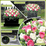 Artificial Cemetery Flowers For Grave,Headstone Flowers Saddle Outdoor Grave Saddle Memorial Silk Roses Flowers For Cemetery Decorations (Pink)