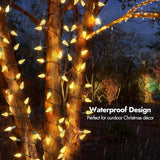 Battery Operated Christmas Lights 100 Led 34Ft C6 Christmas String Lights With 8 Modes, Timer, Waterproof Design For Ind
