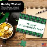 Happy St. Patrick'S Day Cards For Family & Business (Green Plaid) Saint Patrick Bulk Greeting Card Set Pack Of 18 With Envelopes (5X7 Inch - A7) Great For Office, Work, Employees & Clients Spd2501