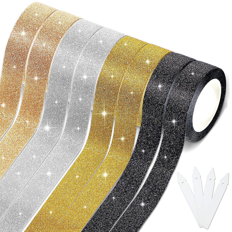 8 Rolls X 11 Yards Glitter Washi Tapes Decorative Crafting Tape Glitter Maskin