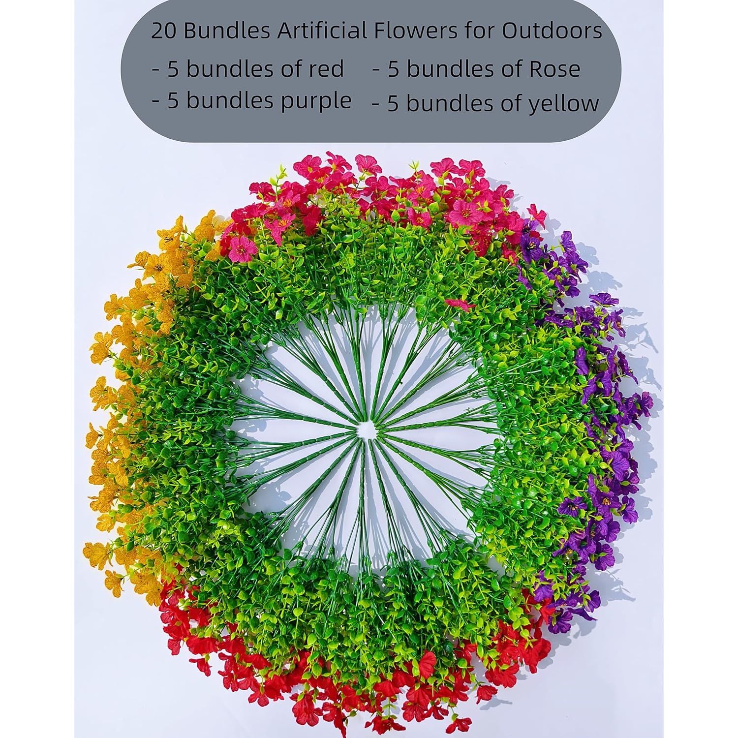 20 Bundles Artificial Flowers For Outdoors – Uv Resistant Artificial Plants Outdoor, Realistic Silk Fake Flowers No Fade, For Porch, Garden, Patio, Planter