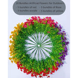 20 Bundles Artificial Flowers For Outdoors – Uv Resistant Artificial Plants Outdoor, Realistic Silk Fake Flowers No Fade, For Porch, Garden, Patio, Planter