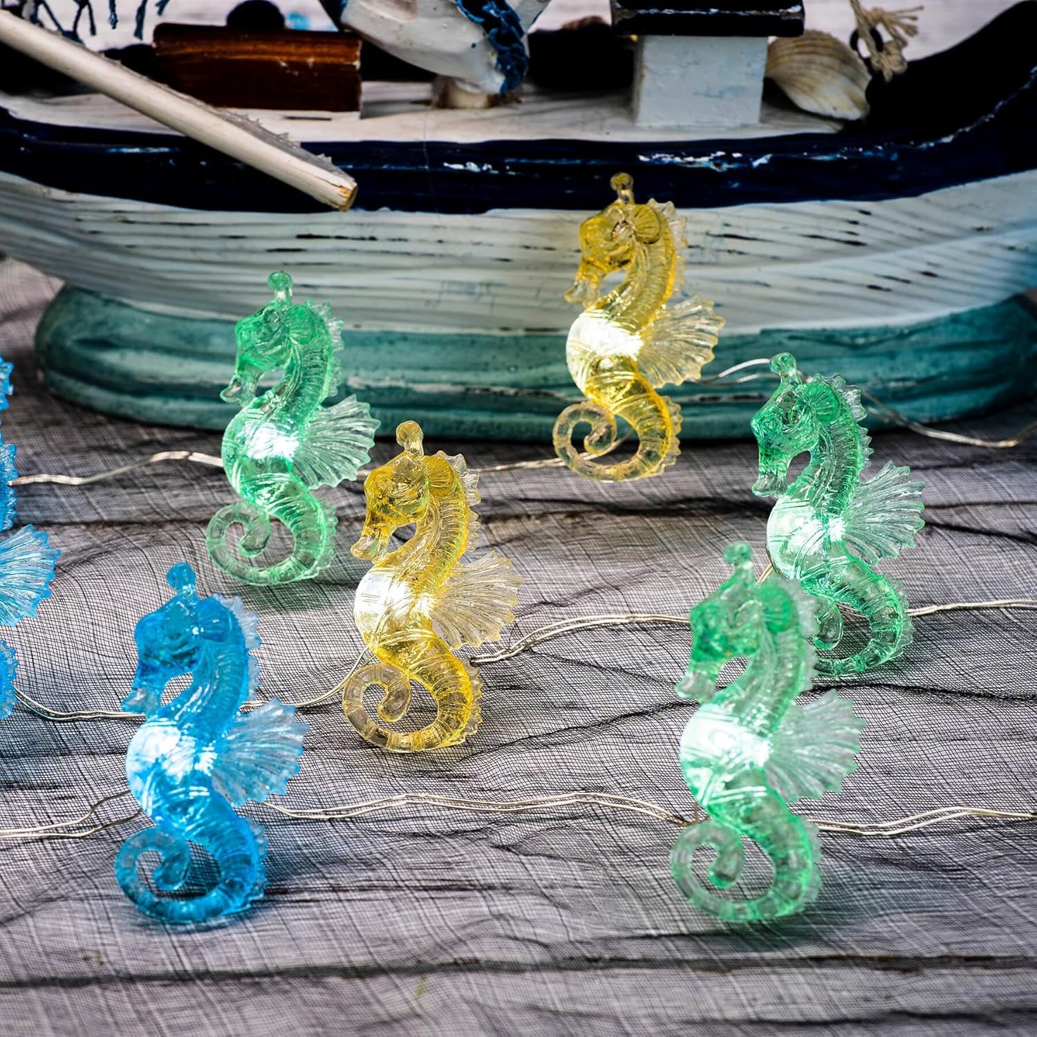 Seahorse String Lights Decorative Ocean Fairy Lights Plug In Or Battery Operated String Lights Beach Decoration For Bedr