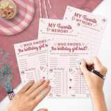 Pink Heart Birthday Party Games Cards-Who Knows The Birthday Girl Best & My Favorite Memory Activity Themed - 20Pcs 3-In-1 Game Cards- 6"X8" Party Decorations & Supplies For Girls-A06
