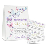 Measure The Baby Bump Baby Shower Game Set, 1 Standing Sign With 50 Guessing Cards, Butterfly Kisses Gender Reveal Party Decorations Supplies - B48