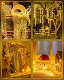 60 LED Battery Operated Fairy Lights 5FT Warm White Firecracker String Lights Waterproof Silver Wire for Wedding Christmas Decor