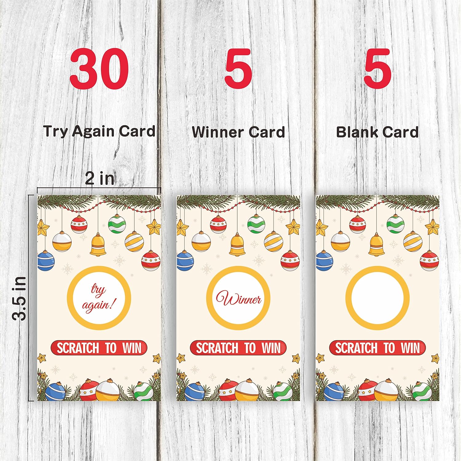 Christmas Scratch Off Game Cards, Christmas Party Game Cards, Festive Holiday Raffle Ticket For Prizes Adults Groups, Xmas Countdown Activities - 40 Pack(Ggk-005)
