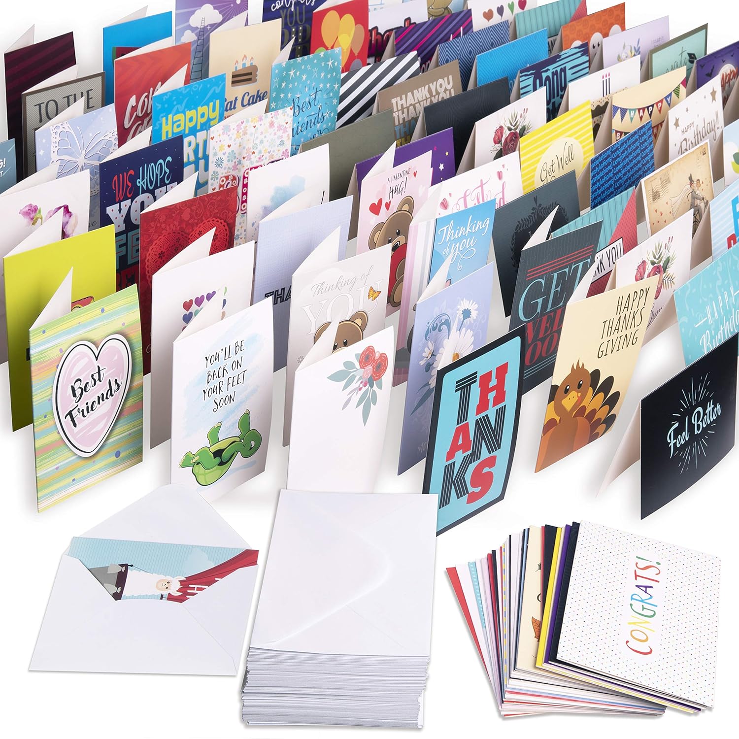 All Occasion Cards Assortment Box; 108 Blank Cards & Envelopes, Thank You Cards, Sympathy Cards, Birthday Card and Others
