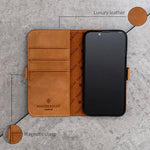 Pixel 9 Pro XL Leather Case, Premium Stand Wallet Cover, Genuine Leather, Tan