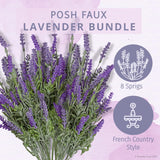 Lifelike Artificial Lavender Plants - Perfect For Crafting, Home Decor, And Weddings, Pair With Fake/Dried Flowers Like Purple Roses, Nearly Natural Faux Silk Flowers, 8-Piece Bundle
