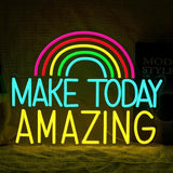 Make Today Amazing Neon Sign Rainbow LED Wall Light USB Dimmable Decor for Bedroom Classroom Café