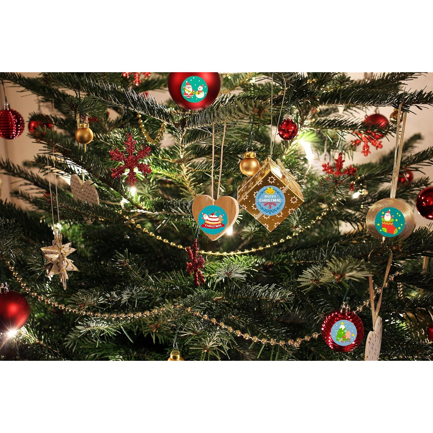 1000Pcs Christmas Stickers Roll - 8 Designs 1 Inch Assorted Xmas Stickers, Festive Self-Adhesive Round Labels For Envelopes, Cards, Gift Wrapping, Sealing, Holiday, New Year Party Decorations