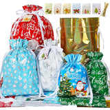 Christmas Drawstring Gift Bags Assorted Sizes,30Pcs Wrapping Bags Christmas Gift Sacks Xmas Goodie Bags For Birthday Holiday Party Favor