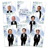 Blue Floral Bridal Shower Games, Who Has The Groom Scratch Off Celebrity Cards Tickets For 41 Guests, Funny Engagement Party, Bride-To-Be Celebration Scratch Off Cards-A04