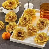100 Pieces Artificial Roses Head Fake Silk Rose 3 Inch Diy Fake Roses Silk Rose Shape Flowers For Valentine Wedding Flower Wall Diy Crafts Bouquet Decoration (Gold)