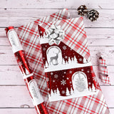 Christmas Wrapping Paper Mini Roll 17 Inch X 16.5 Feet Printed On Purple Metallic Foil Paper - Reversible, Santa And Snowflakes, For Xmas, Holiday, Party Celebration (Red Christmas Foil, 17 Inch X 16.5 Feet)