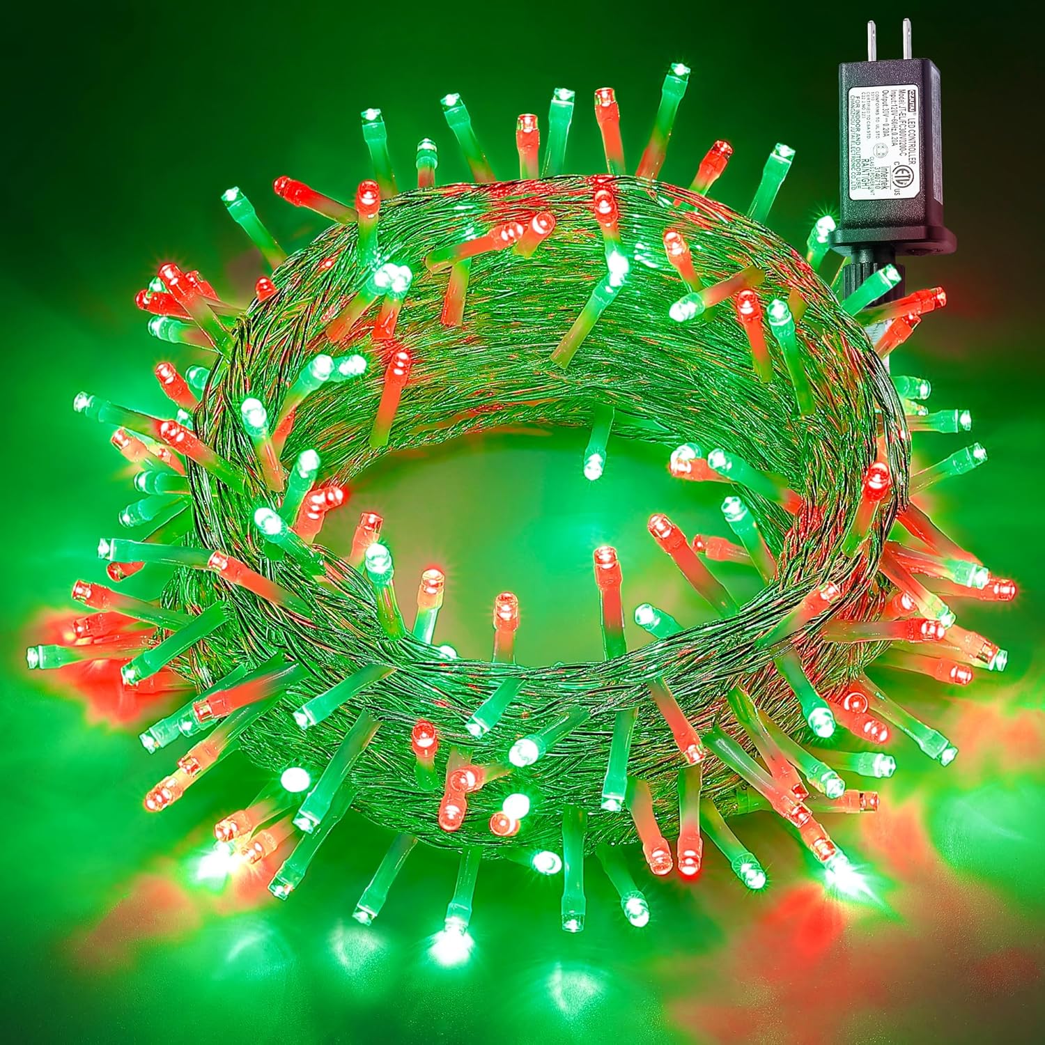 Red And Green String Lights, 33Ft 100 Led Christmas Lights Plug In,8 Modes Twinkle Fairy Light Waterproof For Indoor Out