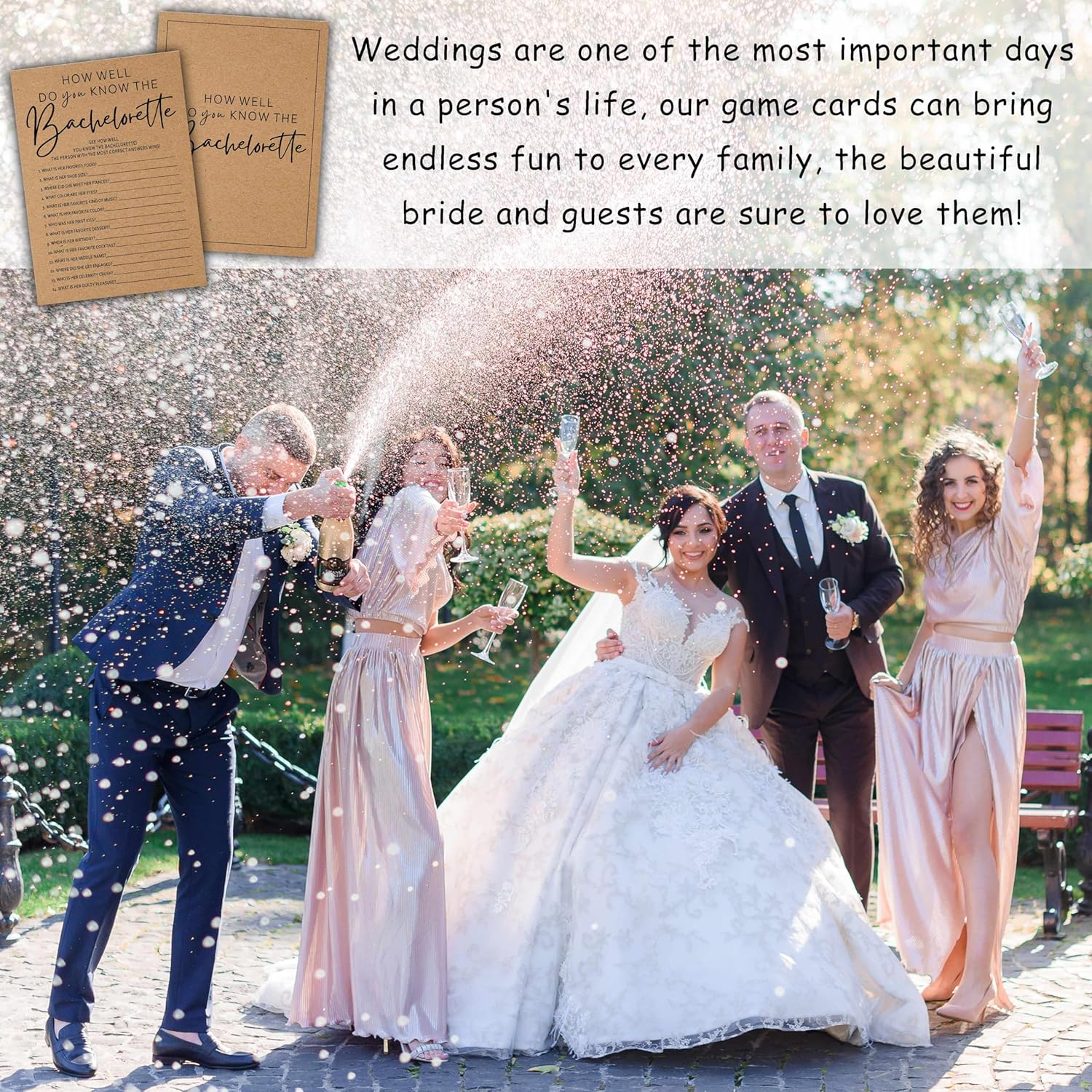 Bachelorette Party Games, How Well Do You Know The Bachelorette Kraft Rustic Bridal Shower Game Card, Wedding/Engagement Party Ideas Activities Supplies Decorations(25 Cards) -A03