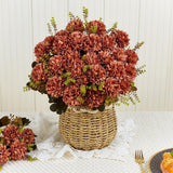 18 Heads Brown Artificial Chrysanthemum Brown Silk Artificial Flowers Fake Mums Bouquet Fake Flowers With Stems Arrangements For Home Kitchen Table Centerpieces Decor Indoor 2 Pcs