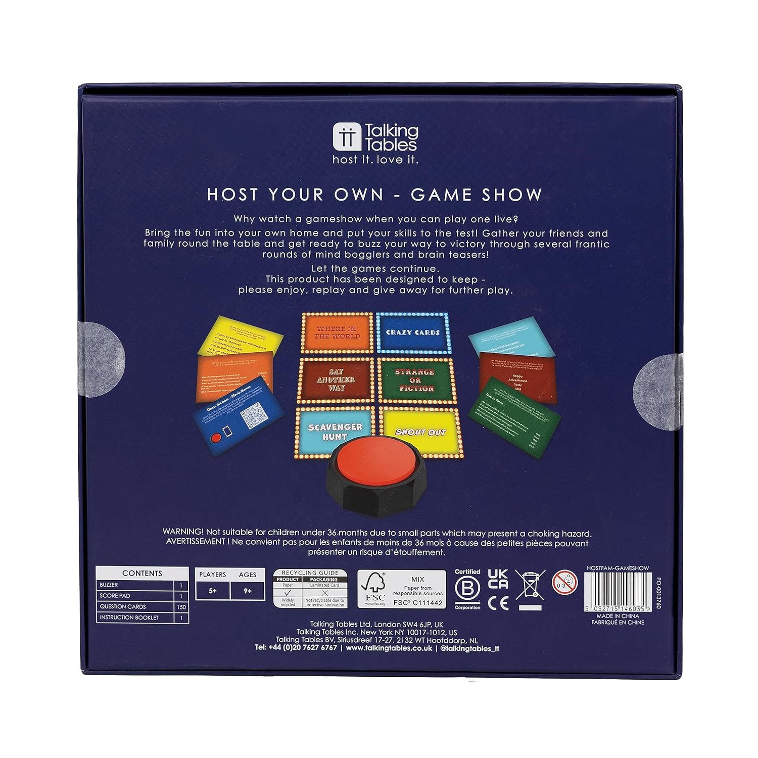 Host Your Own Gameshow Quiz Game With Buzzer Interactive And Fast Paced Fun For Friends And Family To Play At Christmas, New Year Or Any Party Ideal Xmas Gift. For Ages 9+ Players 5+ :