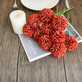 Burnt Orange Artificial Ball Chrysanthemum 12 Stems Faux Flowers With Bendable Stems For Valentine'S Day And New Year Decorations Diy Wedding Centerpiece Fall Decor Home Arrangements