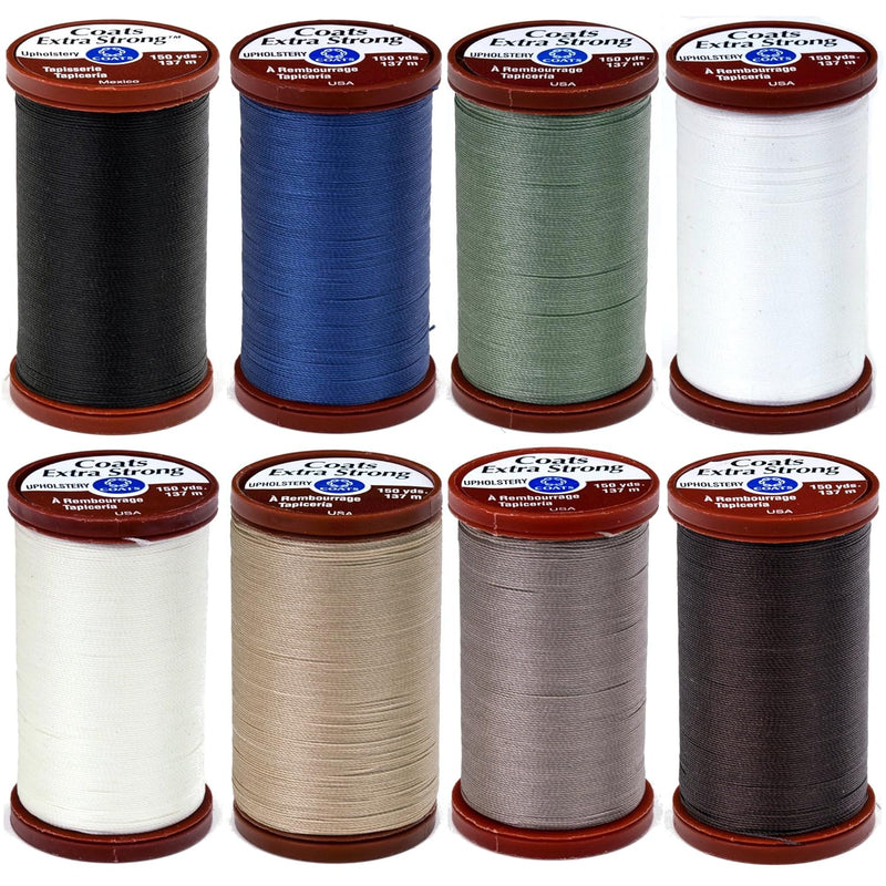 8 Color Bundle Of & Clark Extra Strong Upholstery Thread - 150 Yards Each (Bla