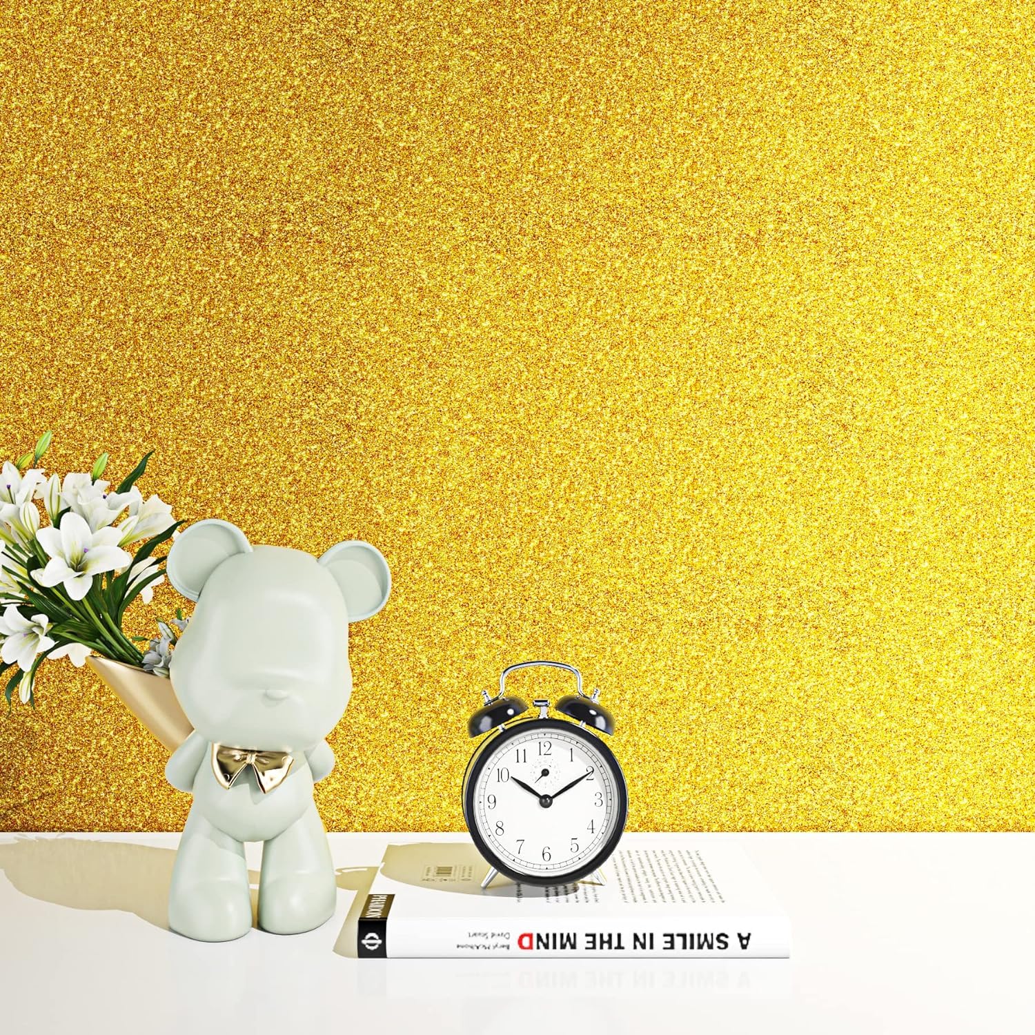 Gold Glitter Cardstock Paper 15.8"X78.8" Sparkly Self Adhesive Gold Glitter Paper For Crafts Cardstock Glitter Card Stock For Kids Diy Gift Wrapping Birthday Party Decoration Scrapbook Fabric