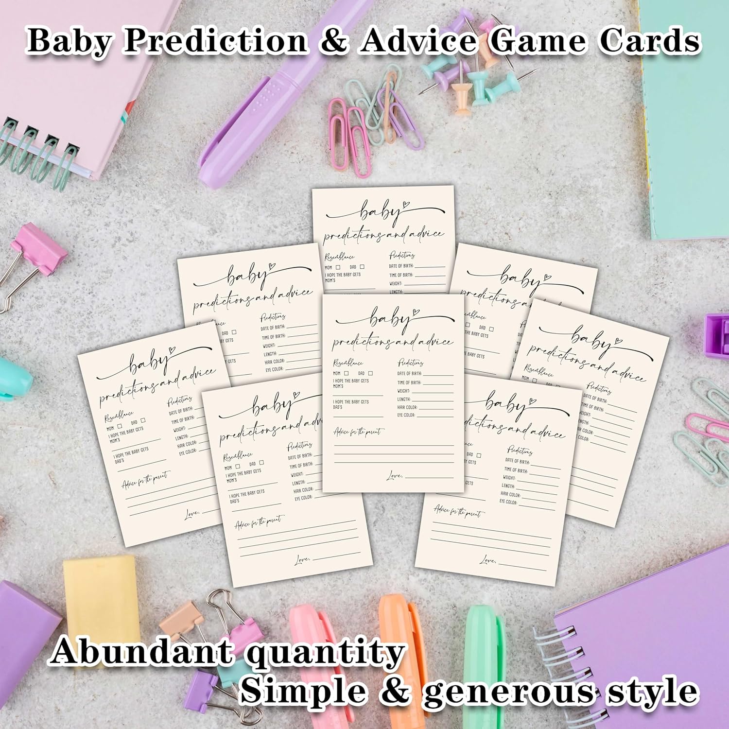 Baby Prediction And Advice Cards, Baby Shower Games Cards, Minimalism Boy Or Girl Baby Gender Reveal Party Favors Decorations And Supplies, 30 Pcs Double-Sided - A07