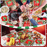 350 Pcs Paper Plates And Napkins Set Disposable Dinnerware Party Supplies Tableware Serve 50 Guest Cups Knife Forks Spoon(Red,Merry Christmas)