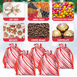 100 Pcs Christmas Satin Gift Bags With Drawstring Candy Cane Bags Christmas Mini Glitter Stripes Treat Bag Reusable Gift Wrapping Sack For Xmas Holiday Party Favor(4 X 6 Inch,White And Red)