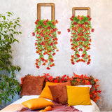4Pcs Fall Artificial Hanging Flowers Plants Decorations For Outdoor Faux Silk Daisy Mums Home Indoor Porch Patio Wall Balcony Yard Decor