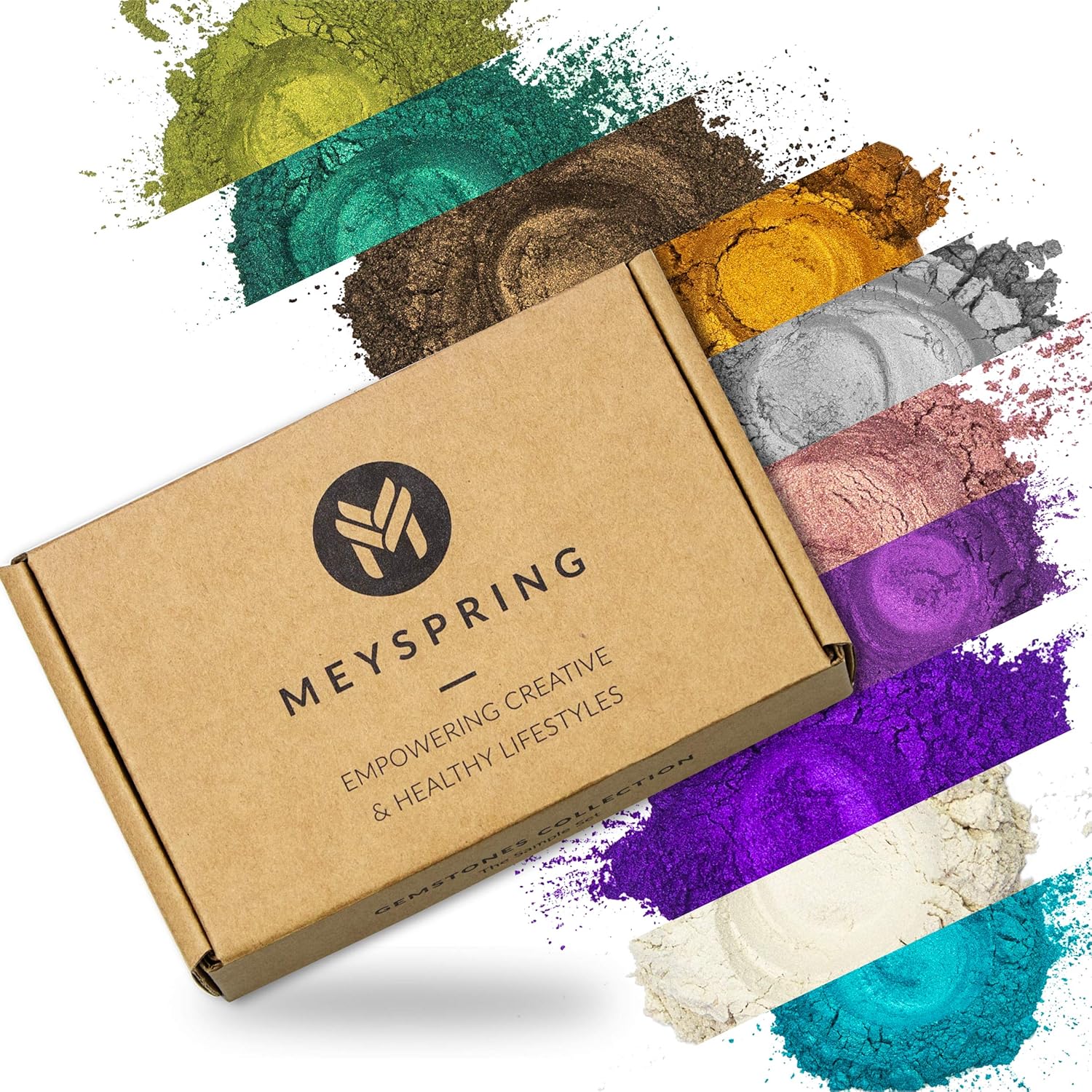 Gemstones Collection Mica Powder For Epoxy Resin - 100G - Epoxy Pigment Colors For Resin Art, Geode Art - Resin Pigment Powder And Cosmetic Grade Mica Powder - Epoxy Resin Pigment Set