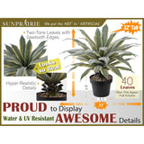 32 Inch Tall Large Faux Agave Plant With Two-Tone Sawtooth Edged Leaves; Planted In Black Pot With Real Stone Pebbles. Large Artificial Plants Indoor And Outdoor.