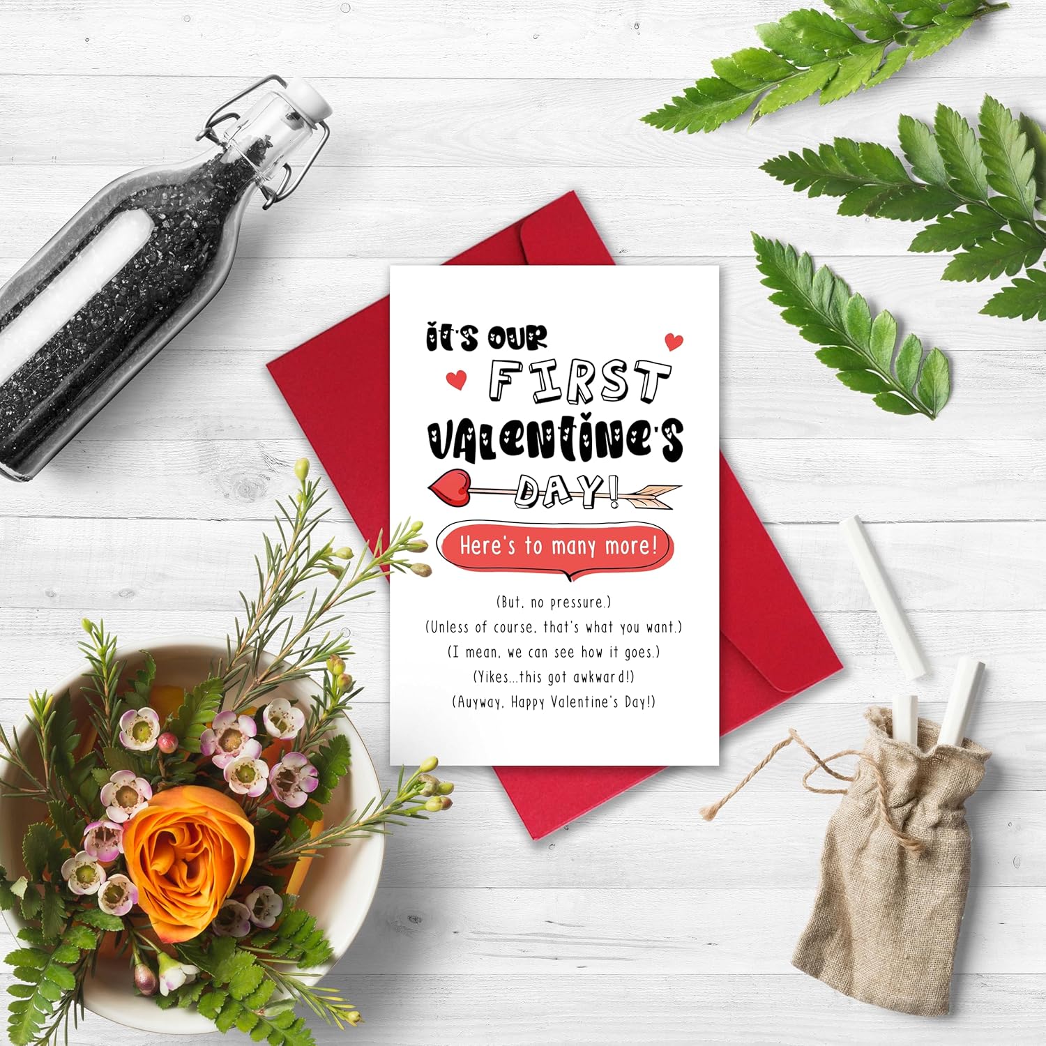 Funny First Valentines Day Card For Him Her, Sarcastic 1St Valentine Card For Husband Wife, Happy Valentines Day Card For Boyfriend Girlfriend, It'S Our First Valentines Day