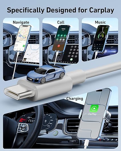 2 Pack 3FT USB A to USB C CarPlay Cable Fast Charging Cord for iPhone 17 16 Samsung Galaxy Pixel iPad