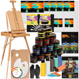 Acrylic Paint Set With French Easel, Professional Painting Kit With Acrylic, Pouring Paints, Brushes, Canvas, Art Supplies, Art Set For Adults, Artists, Beginners
